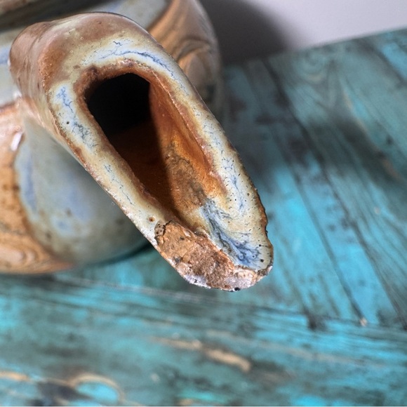 Vintage Pottery Salt Glazed Tea Pot Signed~Floral Design - Picture 9 of 16